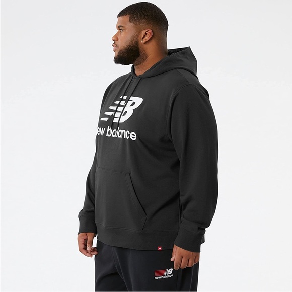 New Balance Men's Nb Essentials Stacked Logo Pullover Hoodie Black Size 3X - Picture 3 of 10